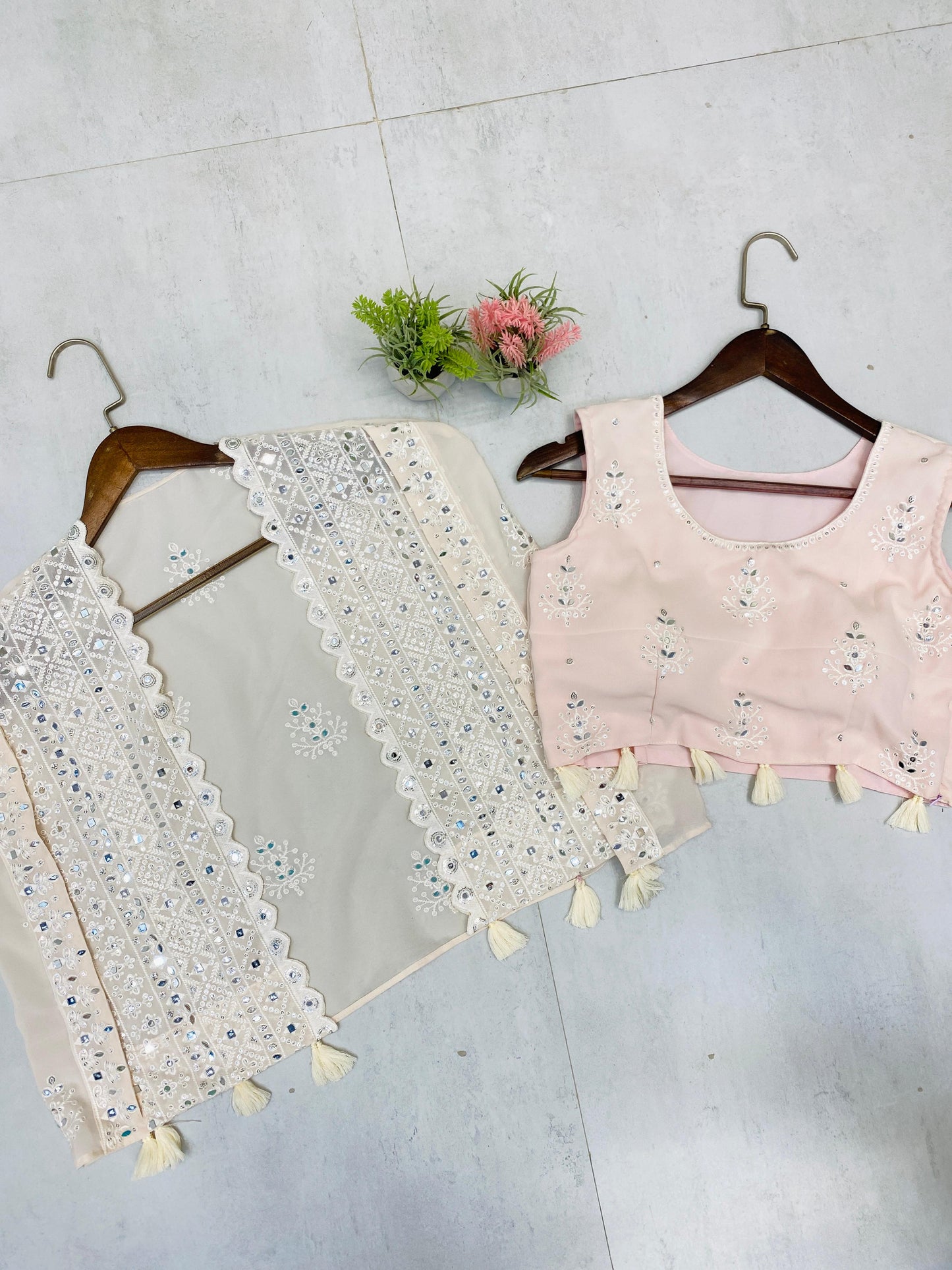 Roohani Real Mirror Work Party Wear Shruge Set