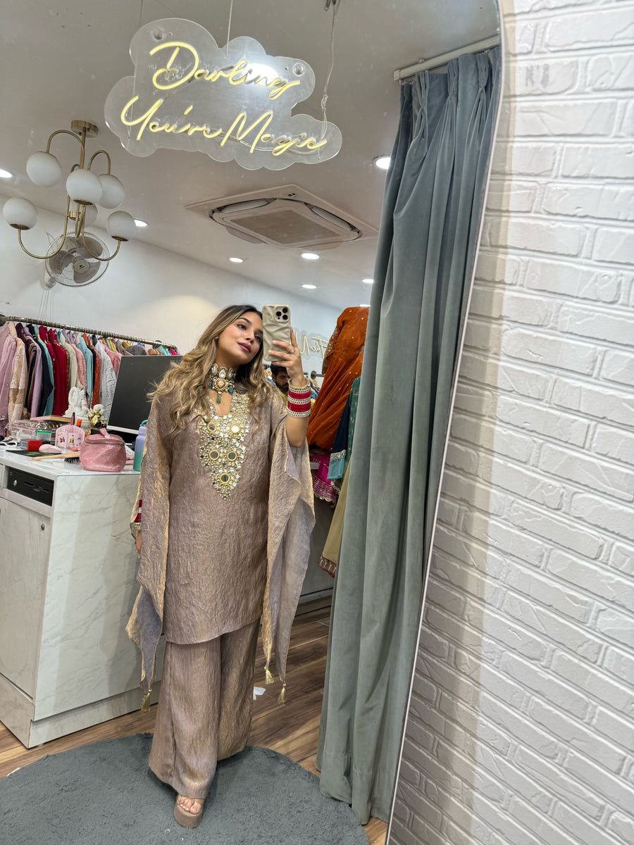 Sabah Mirror Work Shimmer Kurta Set