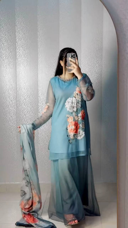 Blue Blossom Layered Charm