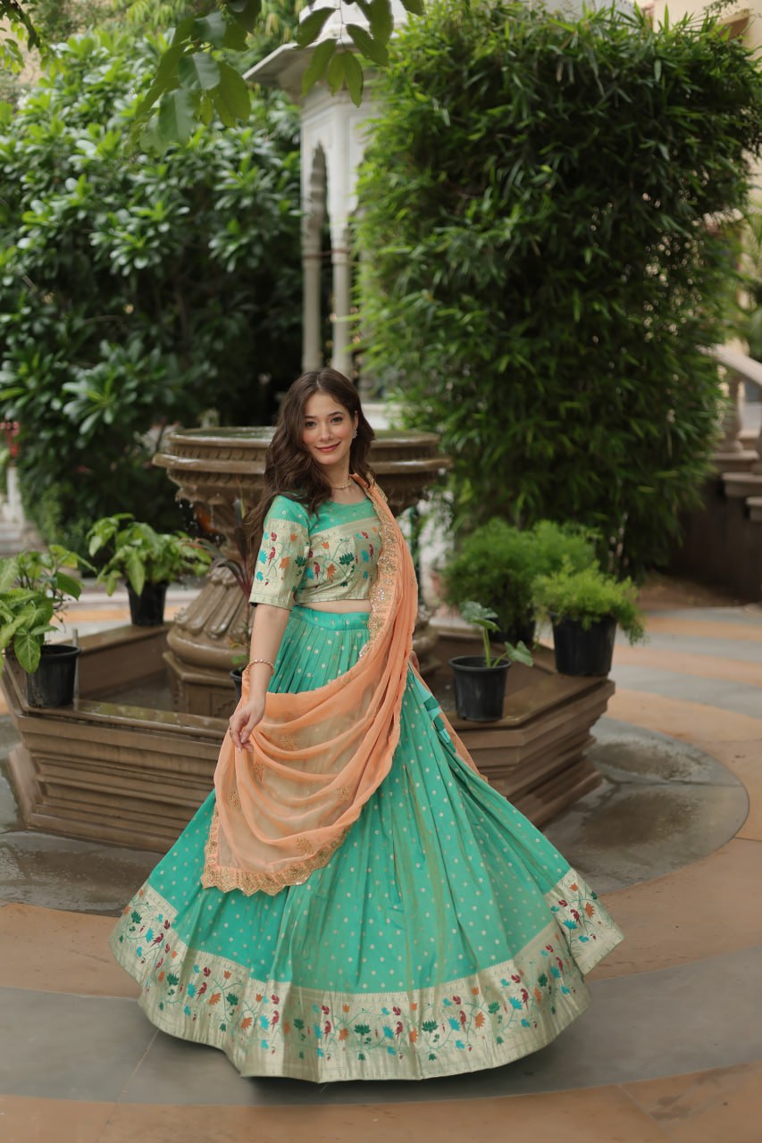 Timeless Cosmos Jequard With Meena Weaving Lehenga Choli