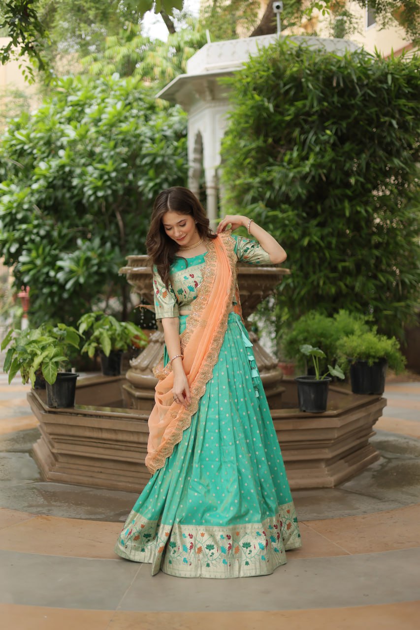 Timeless Cosmos Jequard With Meena Weaving Lehenga Choli