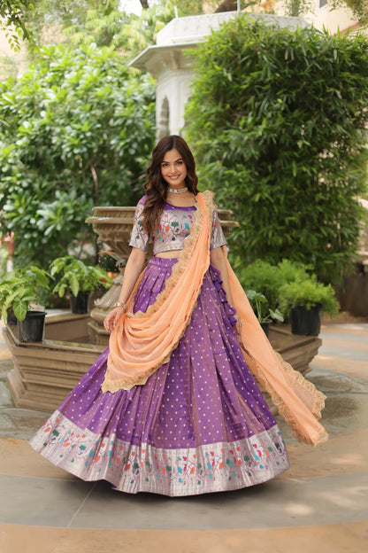 Timeless Cosmos Jequard With Meena Weaving Lehenga Choli