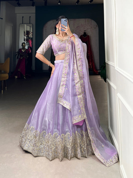 The Luxe Lavender  Embroidery Work Lace Border With Sequins Lehenga Choli