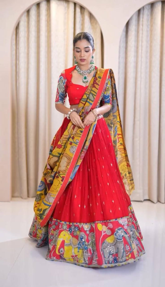 Rajwara Royale  Kalamkari Print Lehenga Choli