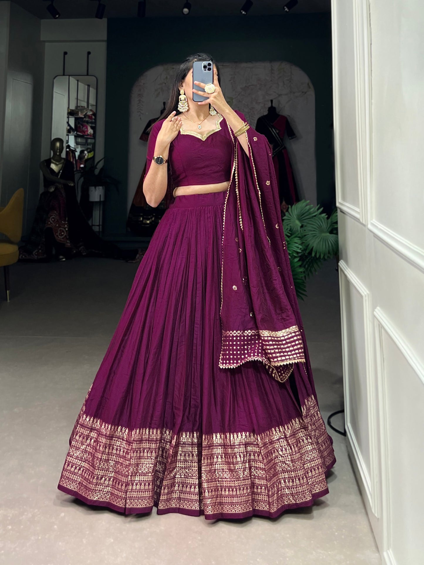 Royal Threads Pure Chanderi  Lehengha Choli