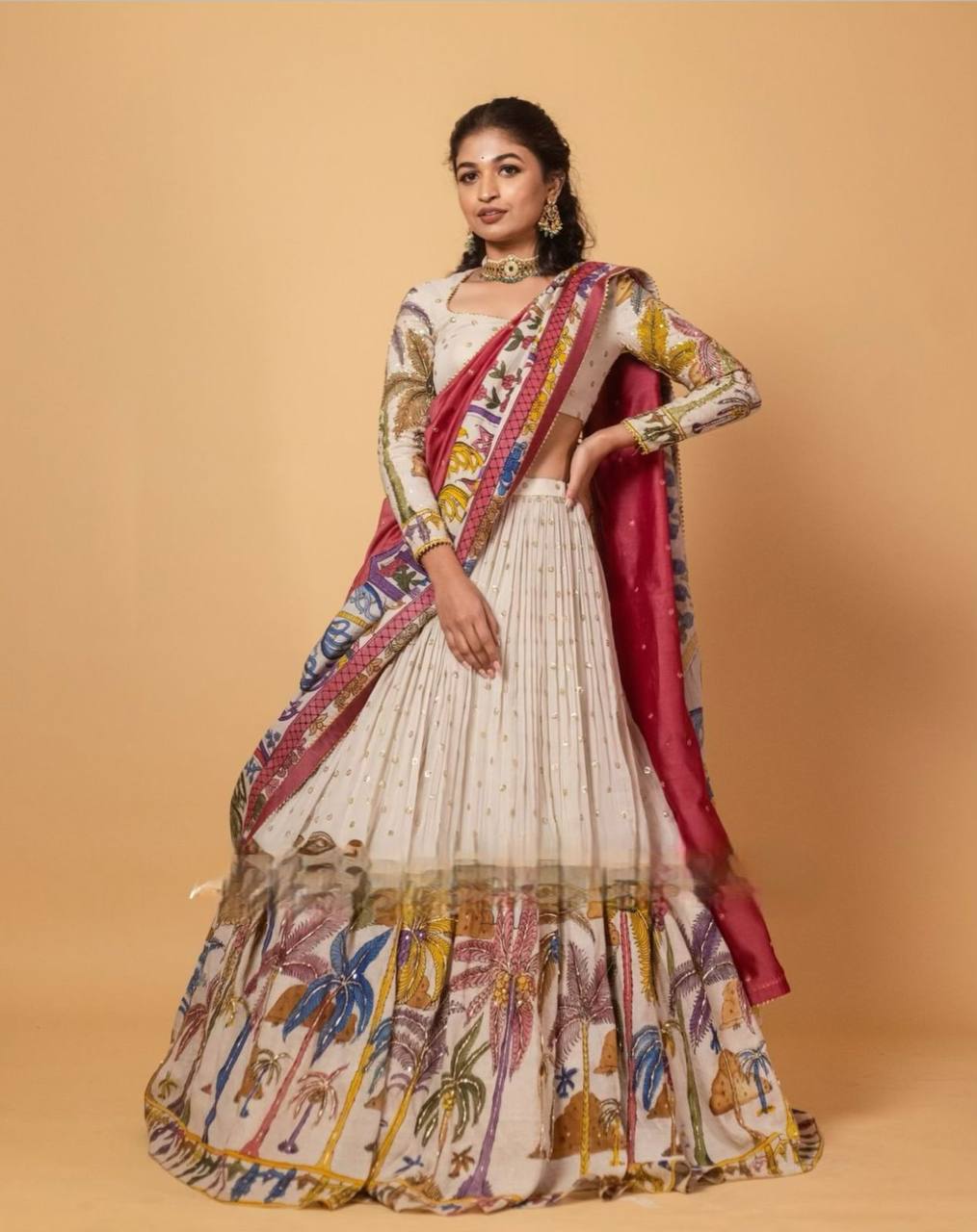 Kiara Kalamkari Print With Sequence Work Lehenga Choli