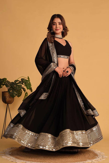 Reva Black Sequins Embroidered Work Lehenga Choli