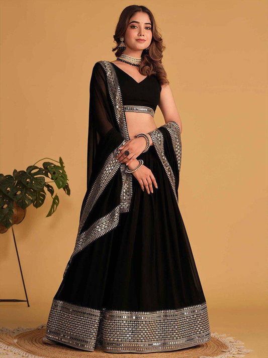 Reva Black Sequins Embroidered Work Lehenga Choli