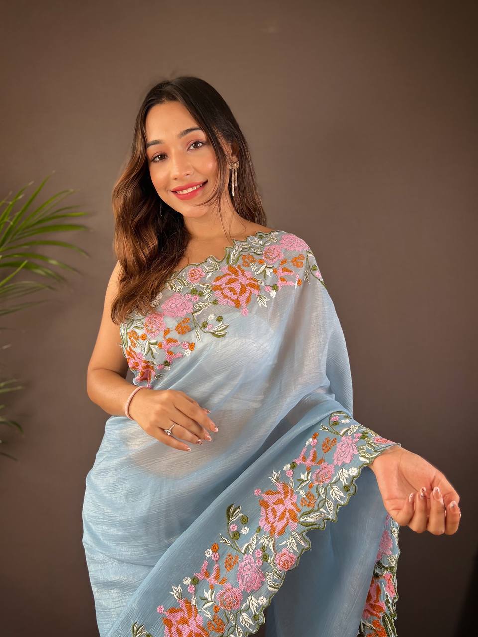 Azure Floral  Style Saree