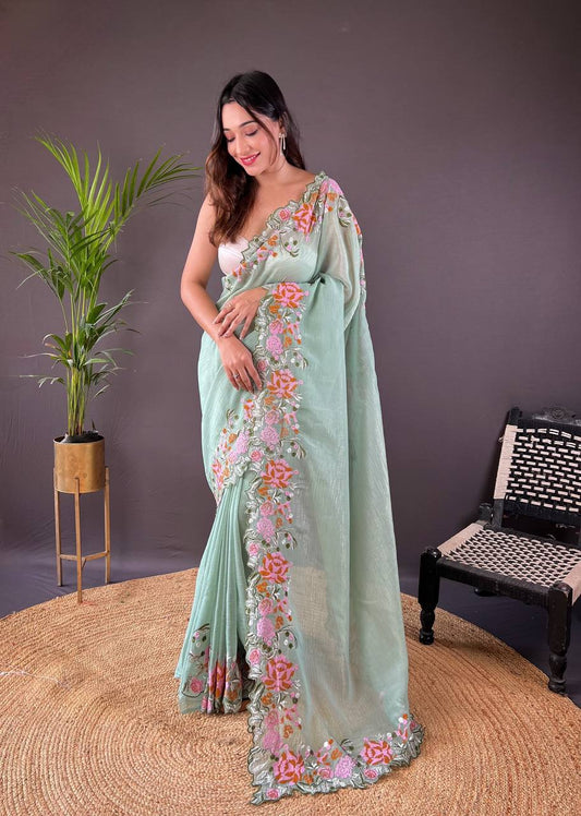 Azure Floral  Style Saree