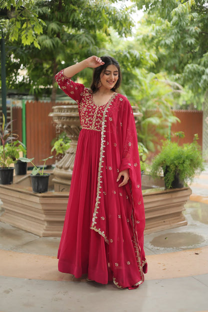 Rashmika Red  Faux Blooming Gown