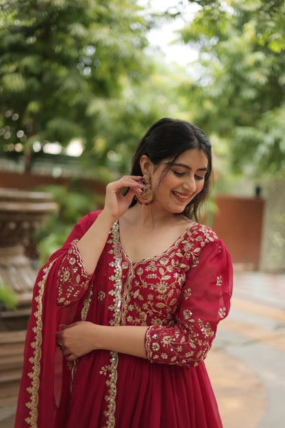 Rashmika Red  Faux Blooming Gown