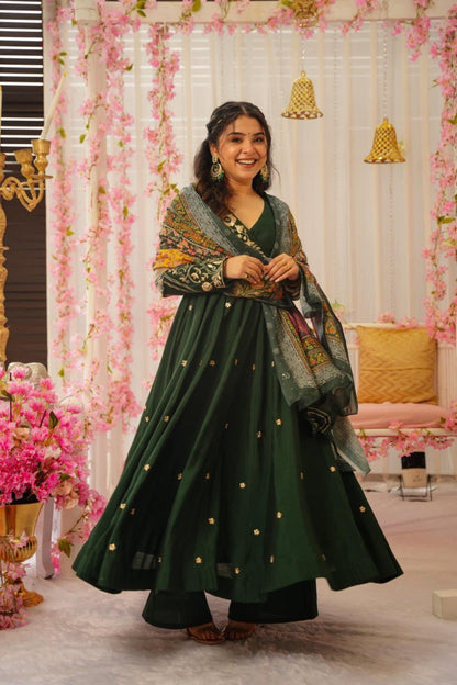 Jiya Green Anarkali Style Plazo Suit Set