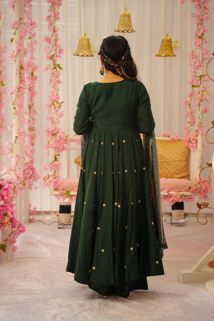 Jiya Green Anarkali Style Plazo Suit Set