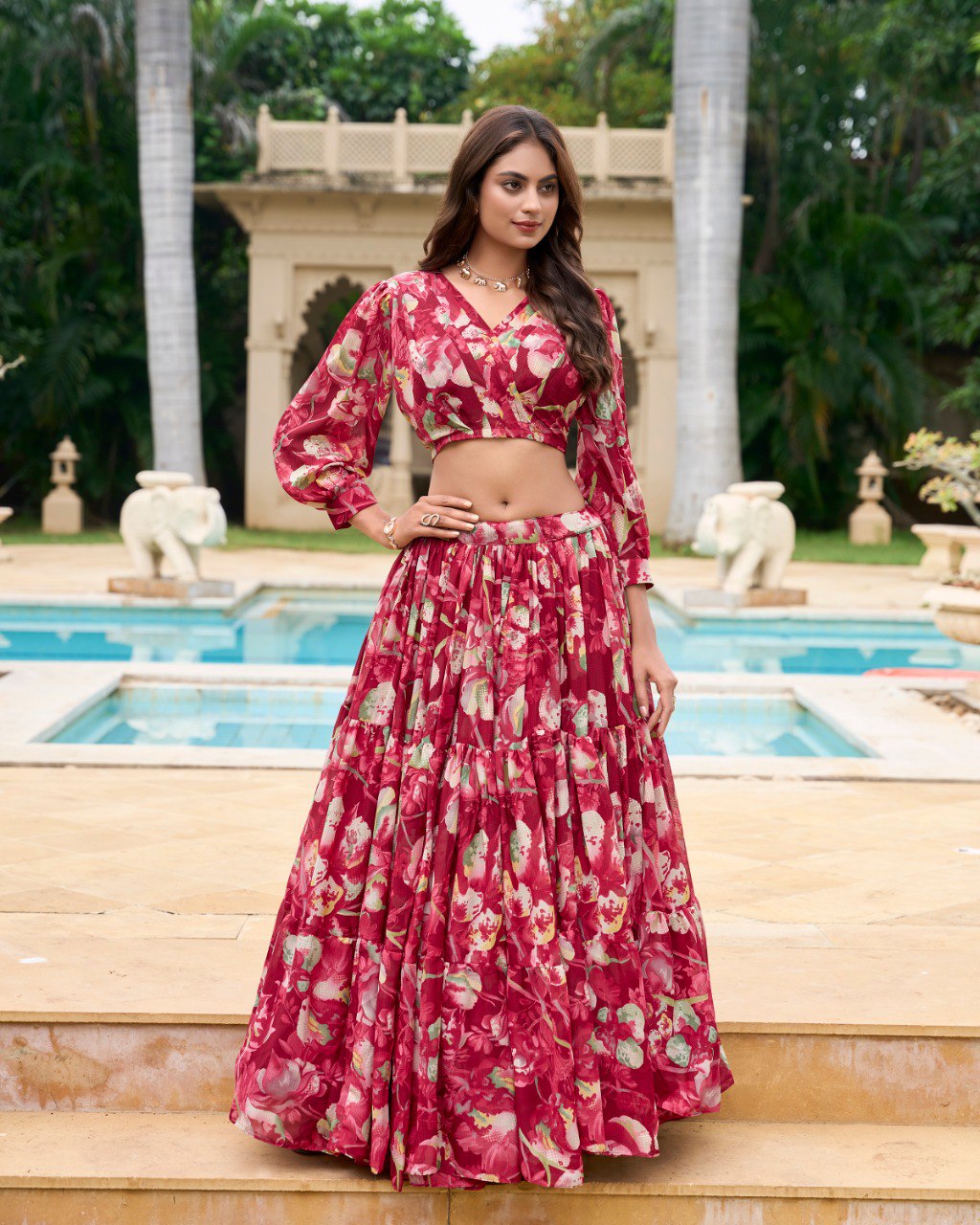 Khushali Designner Georgette Chex Lehenga