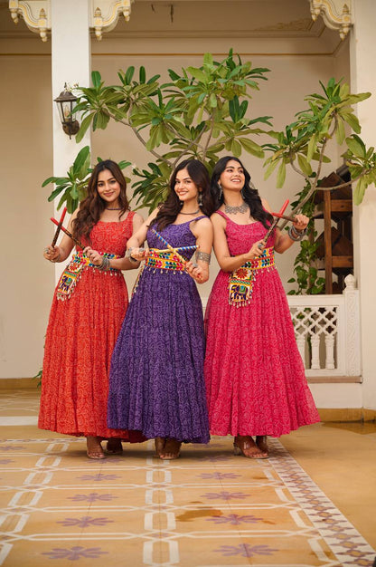 Heritage Swirl Bandhni Print Navratri Special Gown
