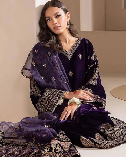 Velvet Splendor Festive Ensemble Suit Set