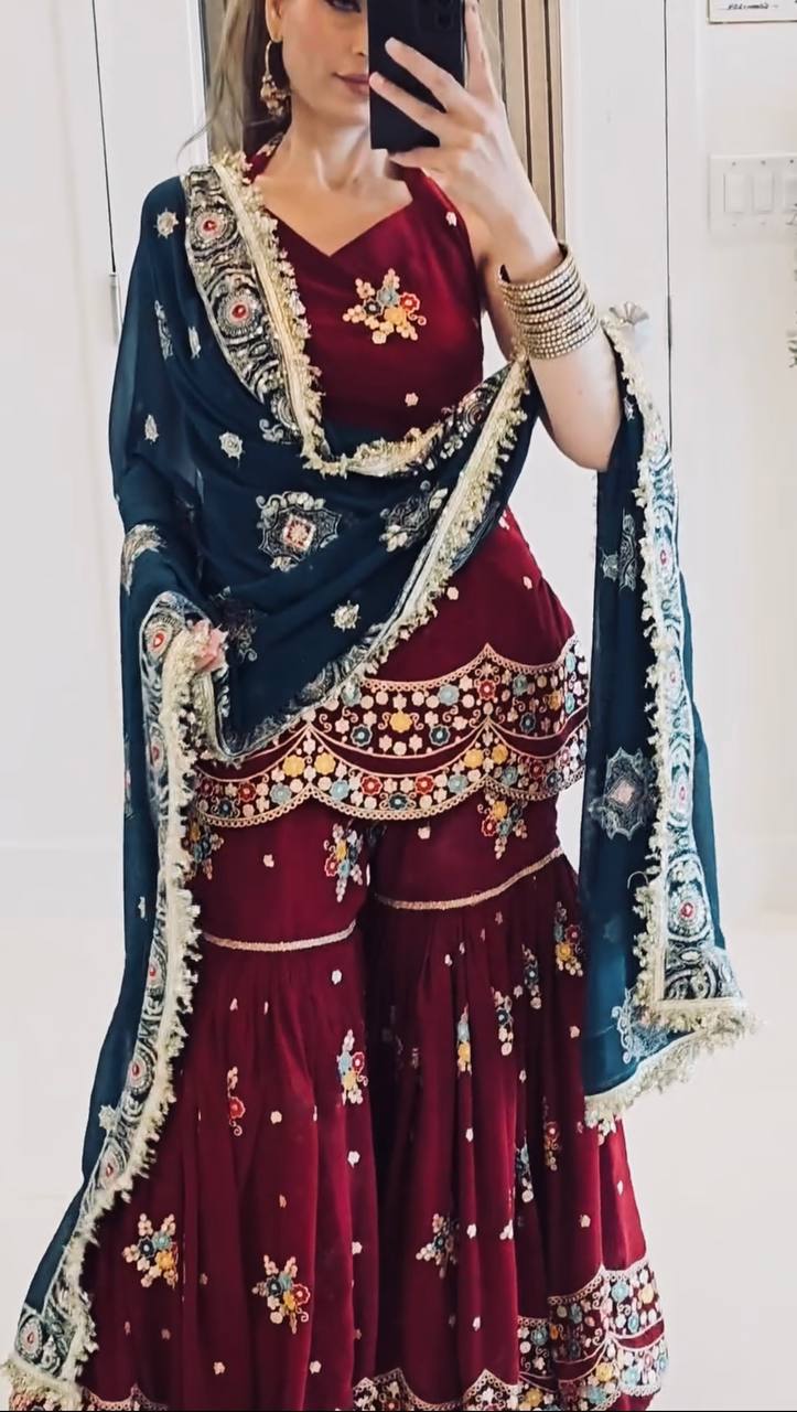 Nazneen Royal And Bold Designer Party Wear Sharara