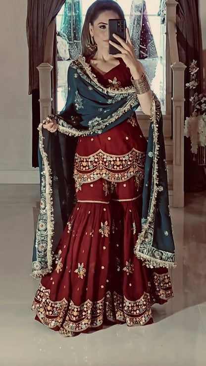 Nazneen Royal And Bold Designer Party Wear Sharara