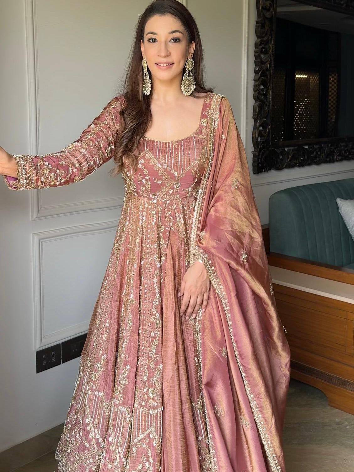 Rosé Radiance Embroidered Elegance in Bloom