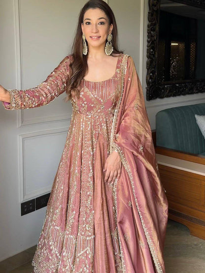 Rosé Radiance Embroidered Elegance in Bloom