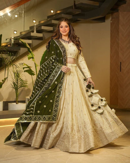 Majestic Ivory Splendor with Regal Olive Accents