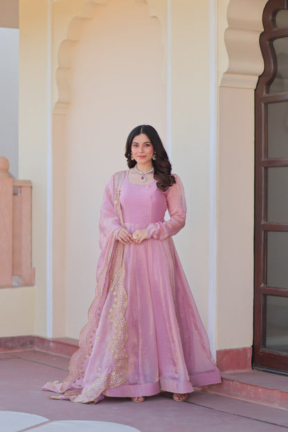 Mahi Designed Fendy Chiffon Sequins-Multi Embroidered  Cut-Work Gown