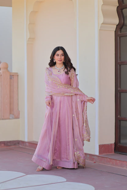 Mahi Designed Fendy Chiffon Sequins-Multi Embroidered  Cut-Work Gown