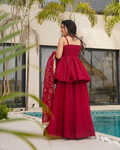 Ravi Elegant Crimson Blush Kurta Set