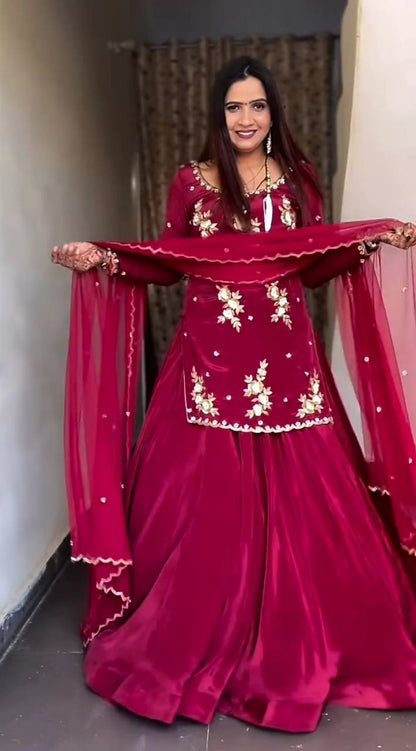 Adaayein in Flare The Sharara Natural Crep Suit