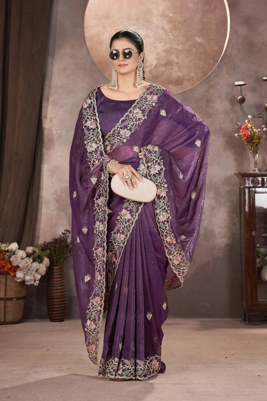 Zariya Gold Crunchy Malti Colour Designer Saree