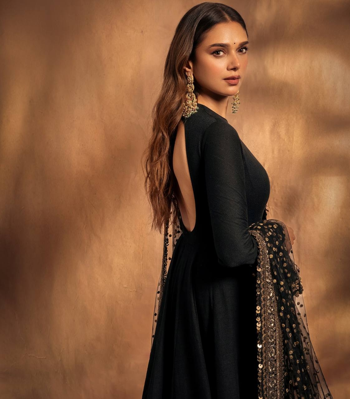 Aditi's Black Colour Embroidered Anarkali Suit Set