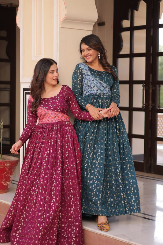 Avni Designer Partyware Staple Jequard Weaving work Gown