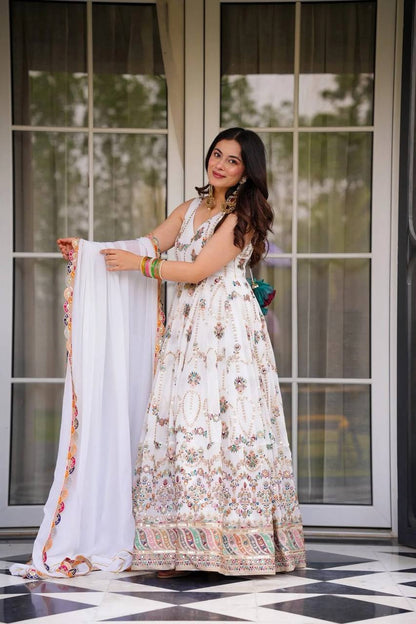 Ivory Symphony of Grace Embroidered Gown