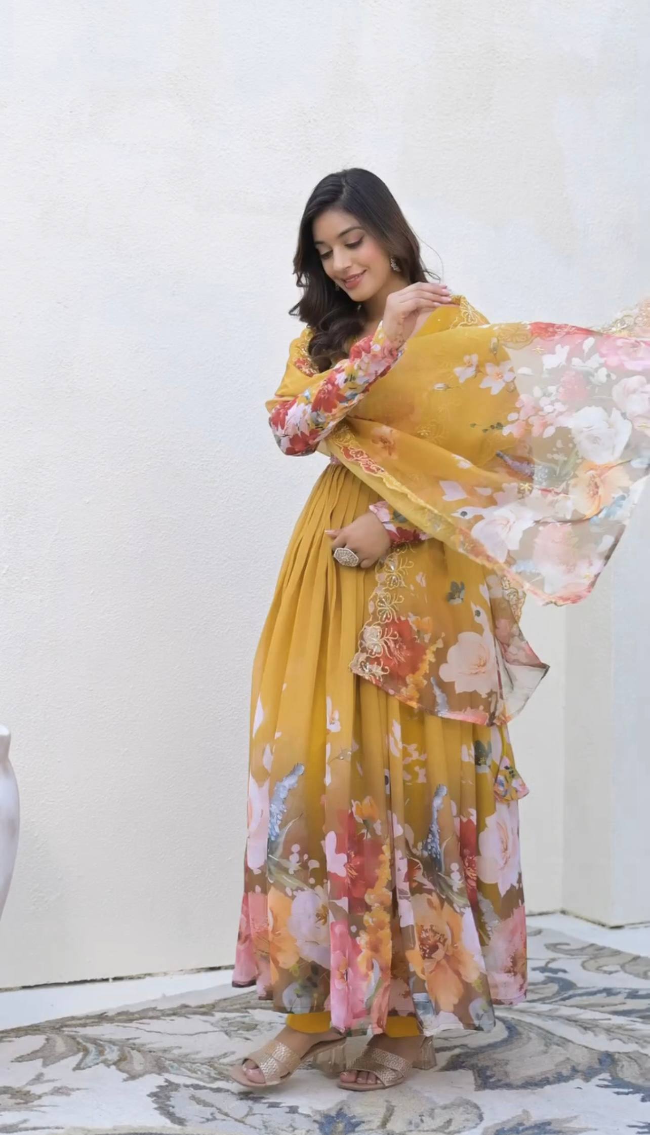Graceful Garden Pure Fox Georgette Floral Anarkali Gown