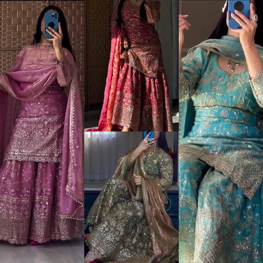 Preet Royal Heavy Embroidered Sharara Suit Set with Dupatta