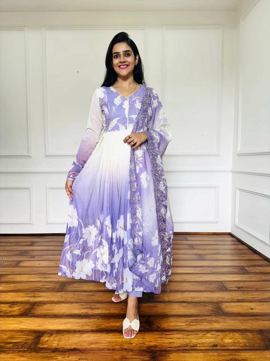 Ethereal Purple-White Floral Suit