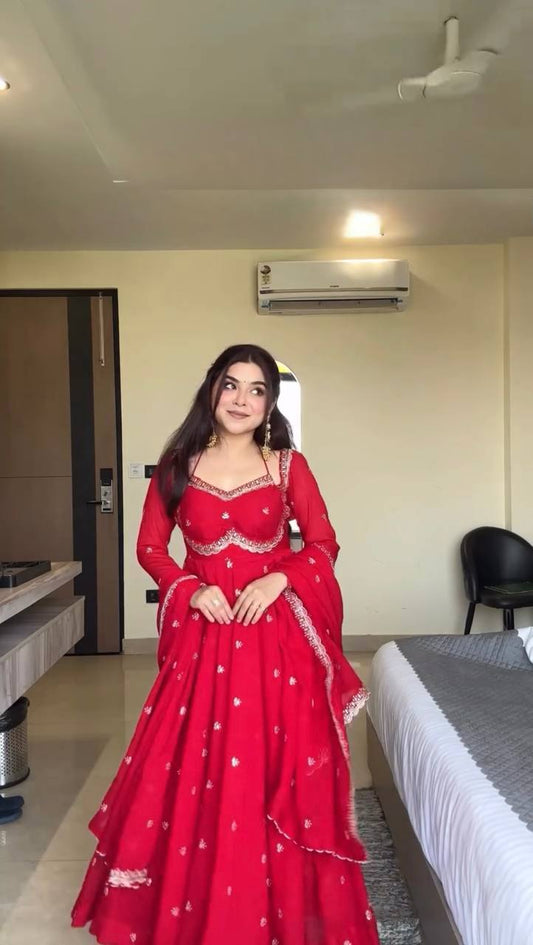 Neha Red Classic Anarkali Suit Set