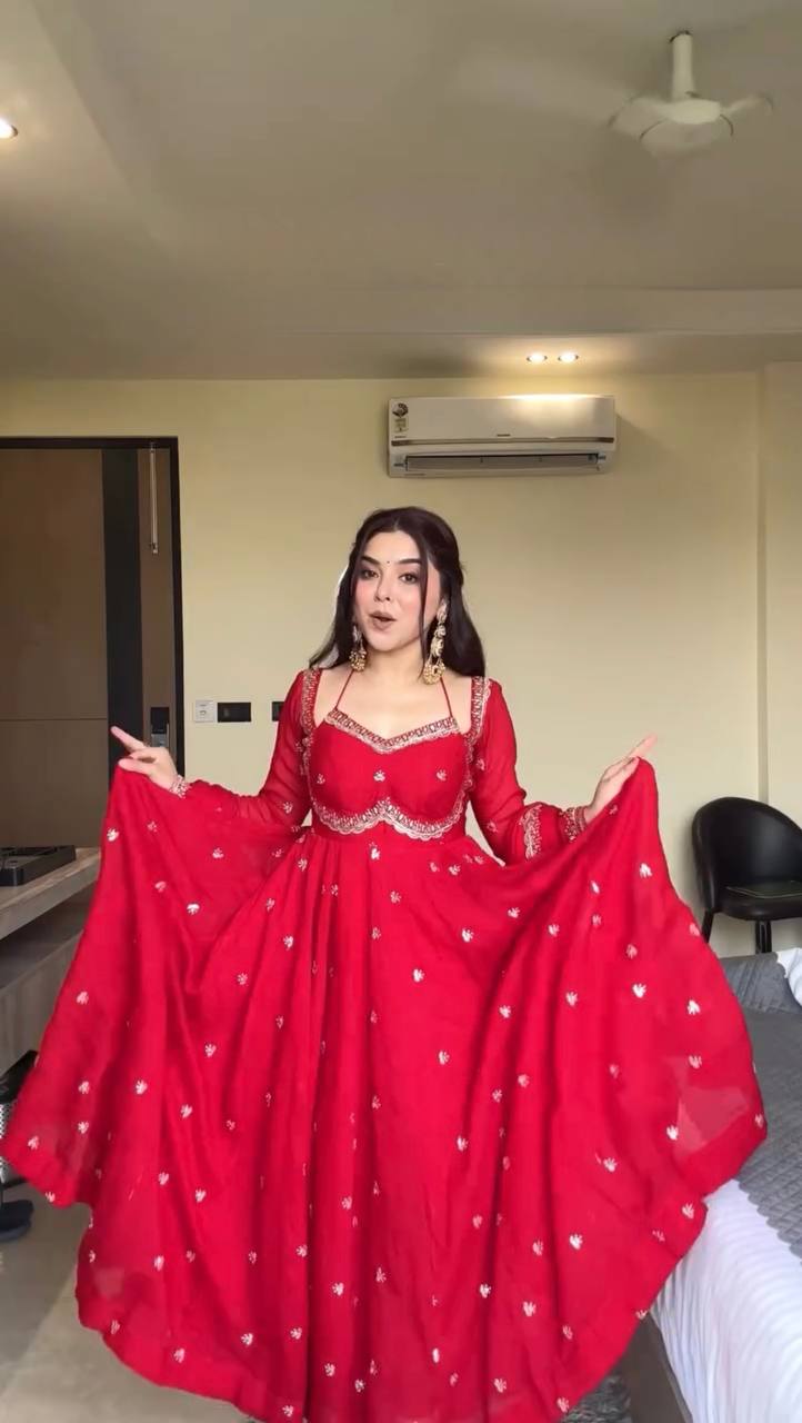 Neha Red Classic Anarkali Suit Set