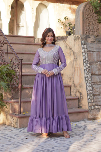 Samara Embroidered Anarkali Gown Set with Dupatta