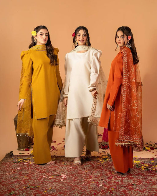 A Radiant Traditional Ensemble Festive Glamour Top With Farshi Salwar