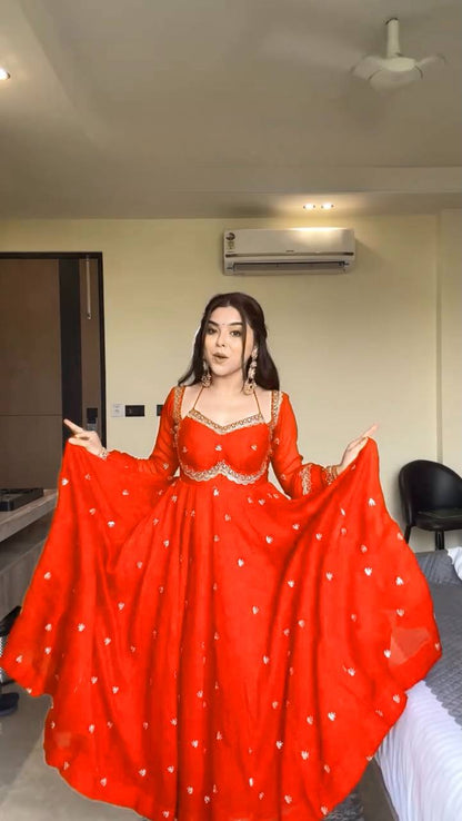 Neha Red Classic Anarkali Suit Set