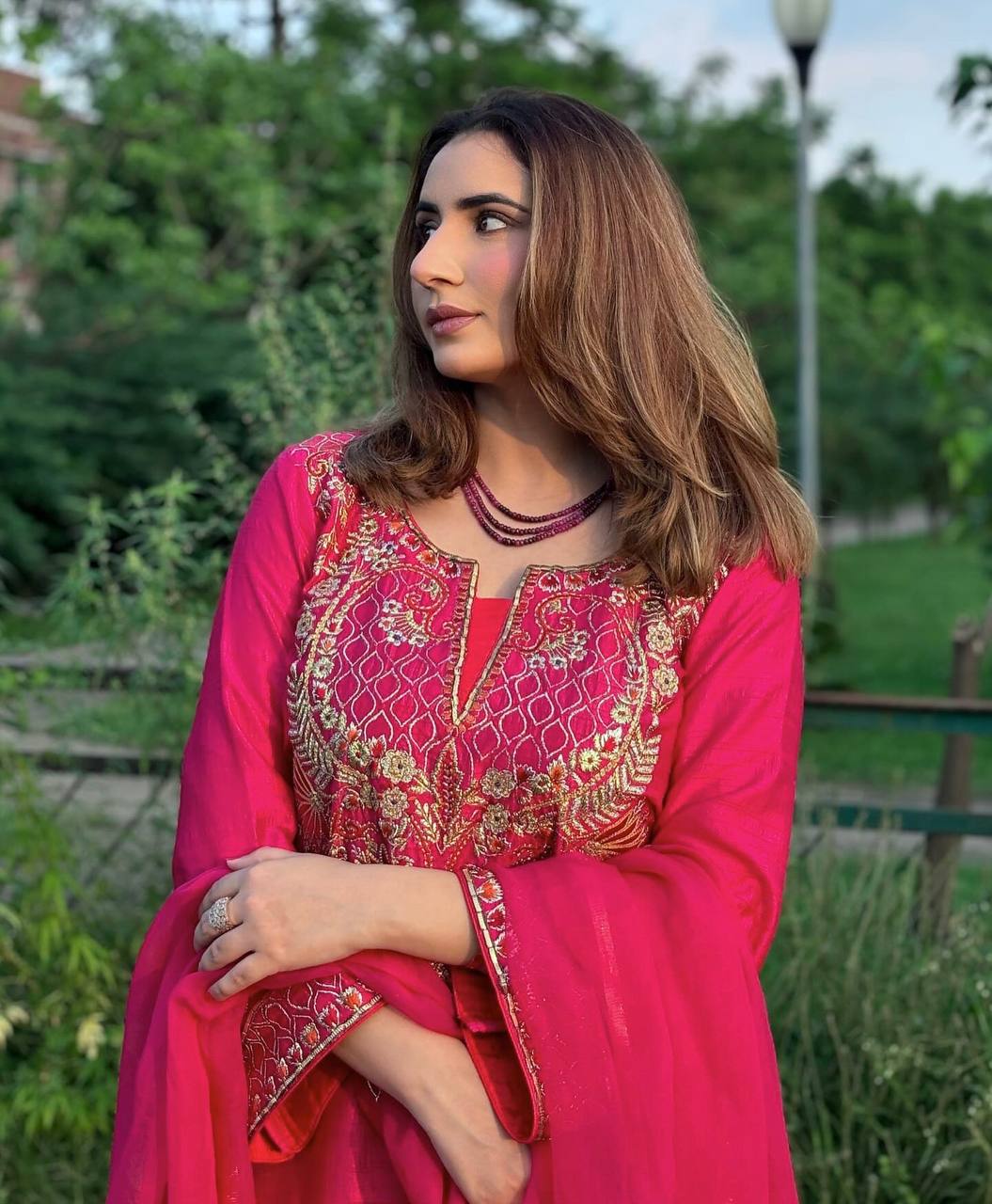 Blush of the Royals Radiant Pink Gota Work Suit Set