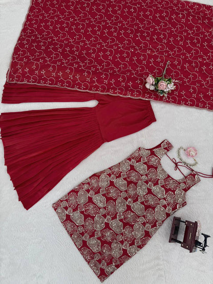 The Majestic Symphony of Rust & Floral Embroidery