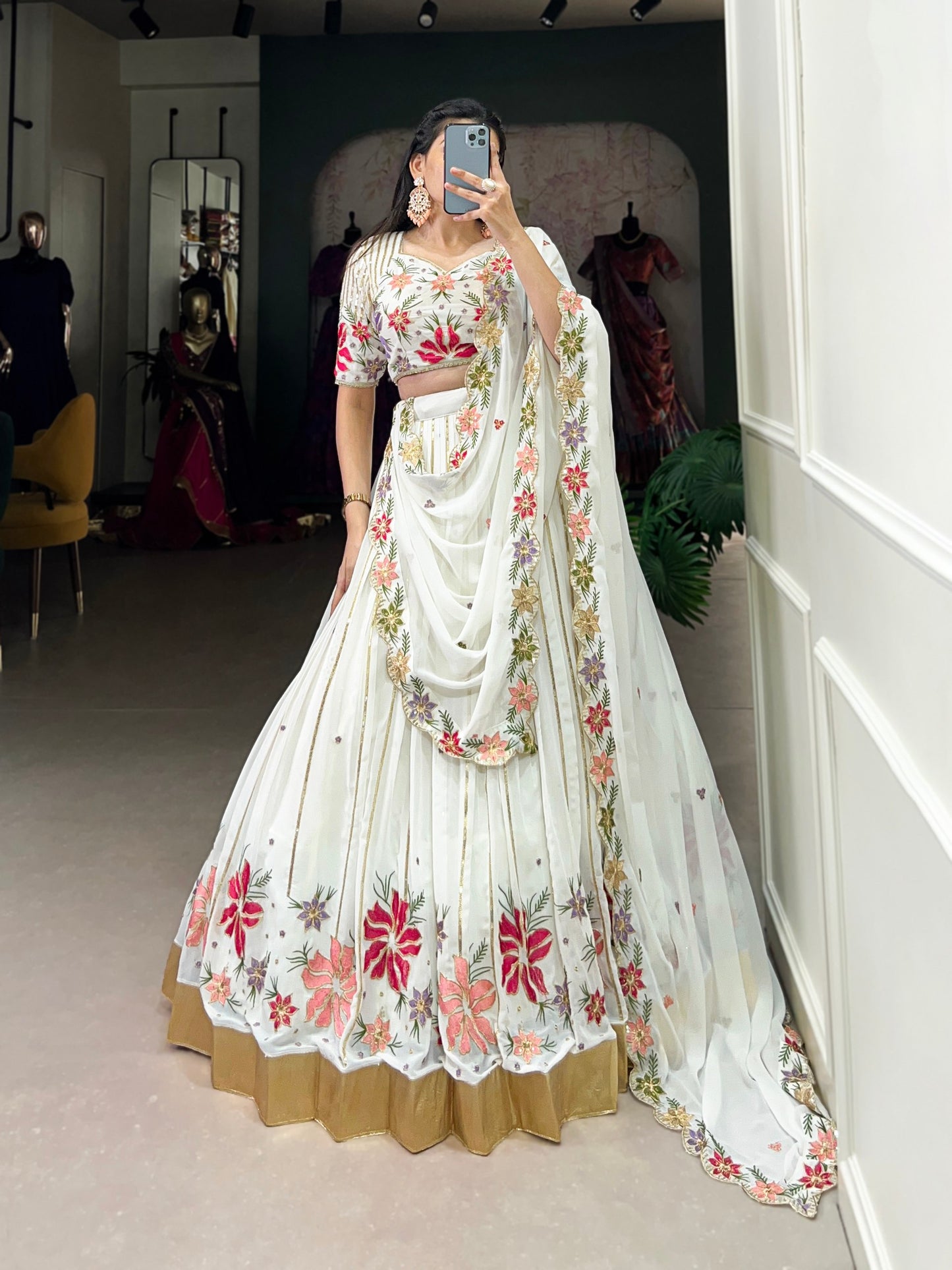 White Color Georgette Lehenga Choli