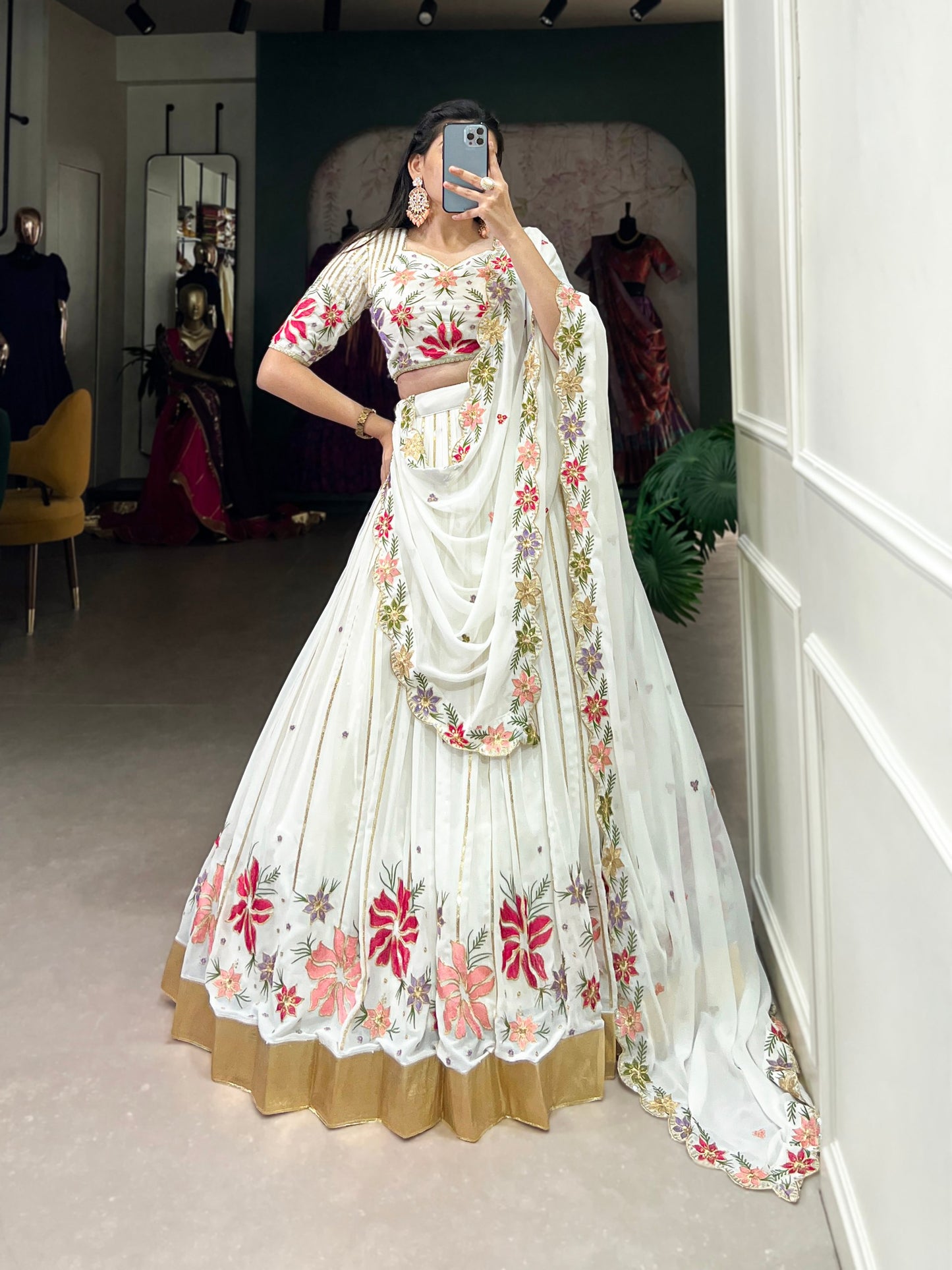 White Color Georgette Lehenga Choli