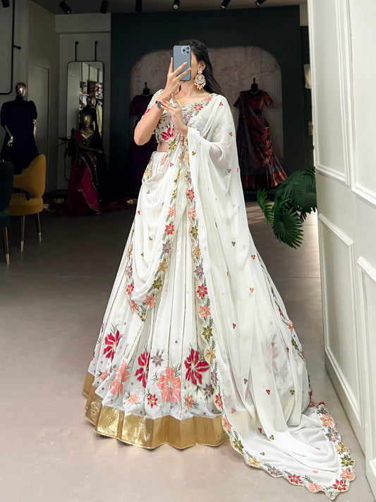 White Color Georgette Lehenga Choli