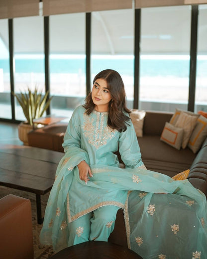 Noorani Pur Natural Crepe Farshi Palazzo Set