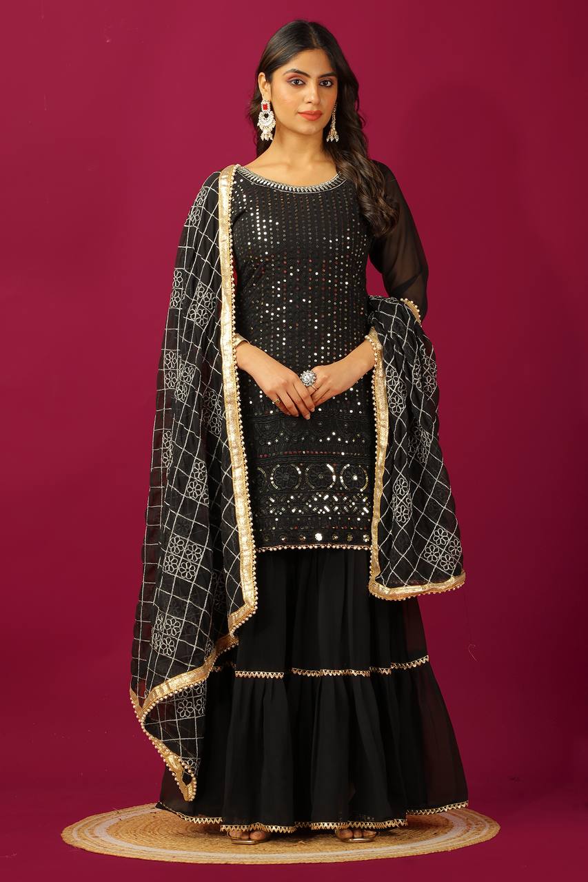 Golden Glam A Fusion of Tradition Sharara Set