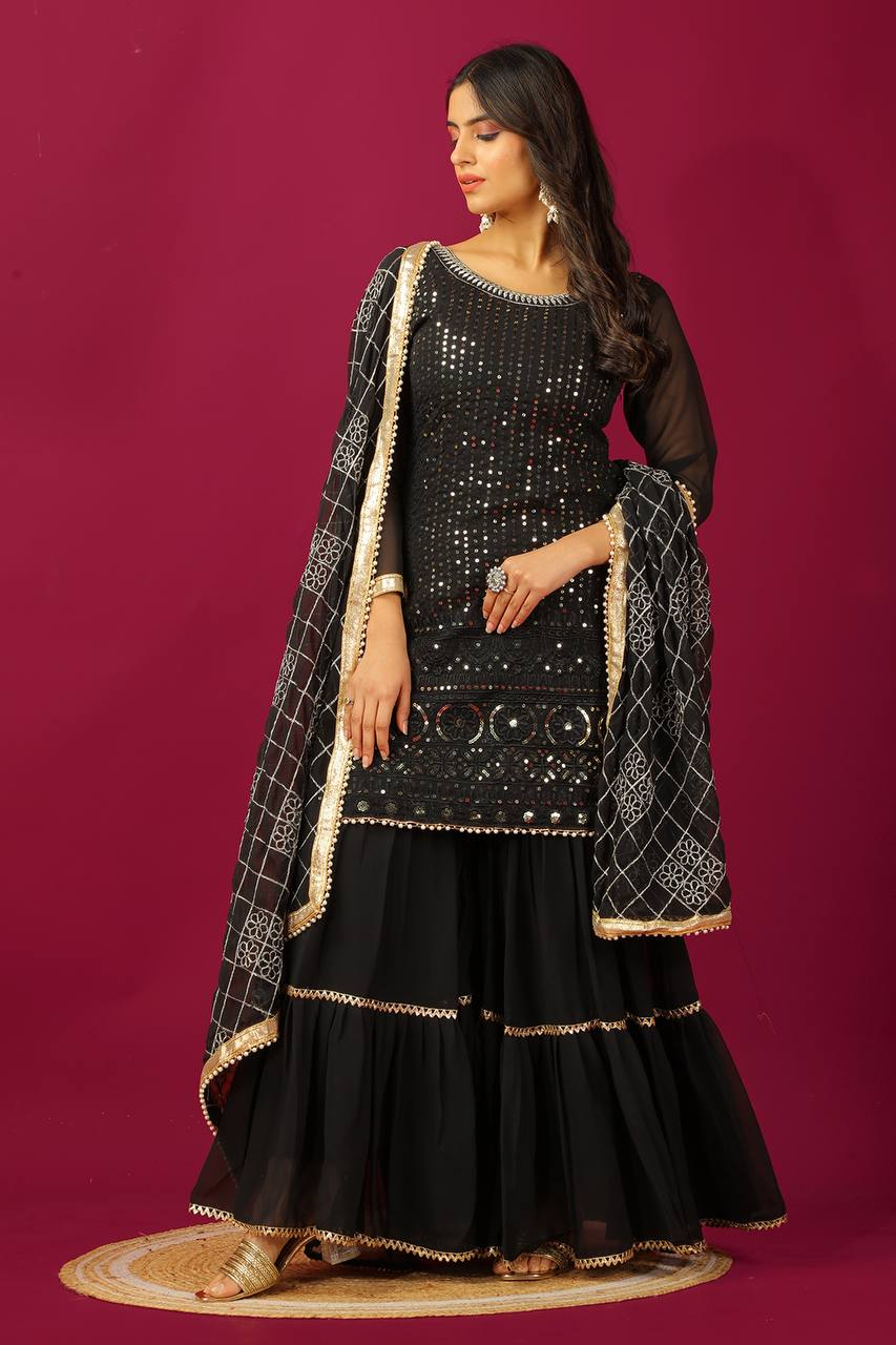 Golden Glam A Fusion of Tradition Sharara Set